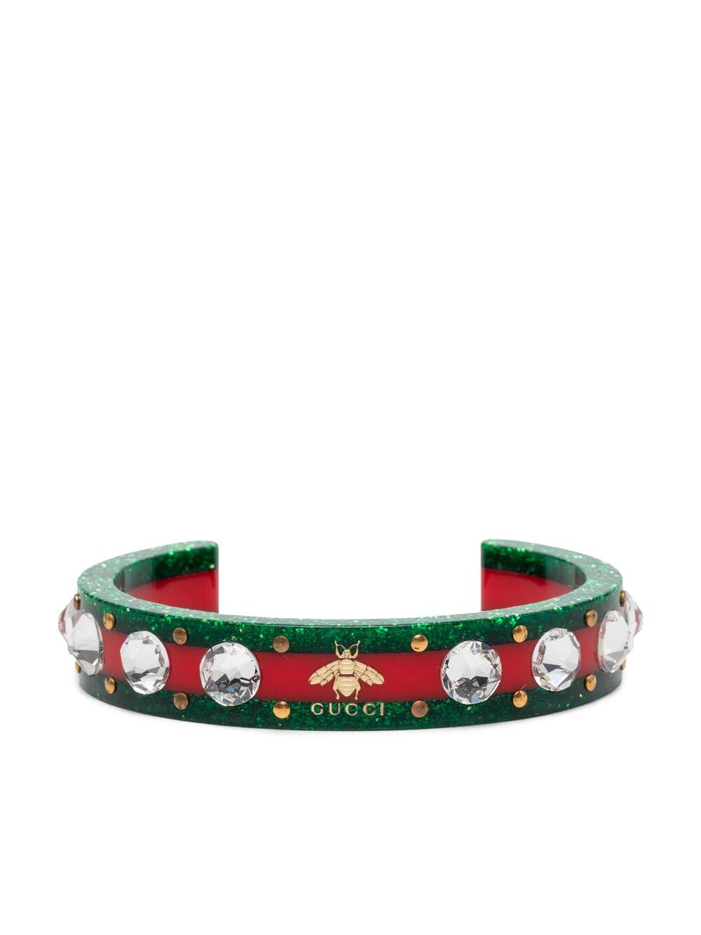 Gucci Resin And Strass Web Bee Cuff #346347G35B